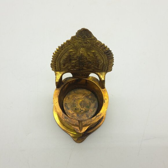 Vintage Brass Diya Lamp Kamakshi - Picture 6 of 11